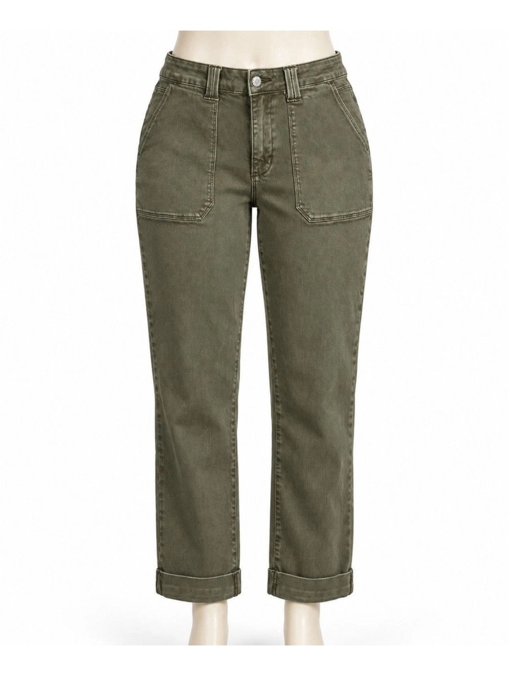 Judy Blue 14W Olive Garment Dyed Mid Rise Slim Straight Jeans 31x26